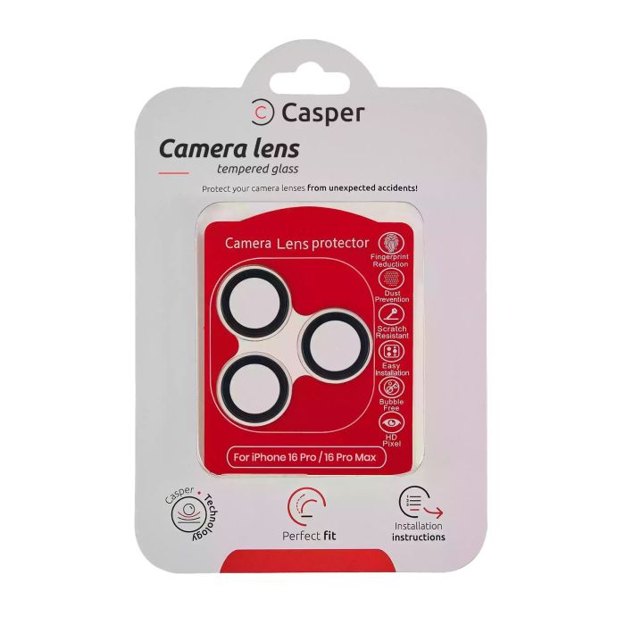 Casper Kameraschutz für iPhone 16 Pro/ 16 Pro Max (Titan Natur) (Transparent)