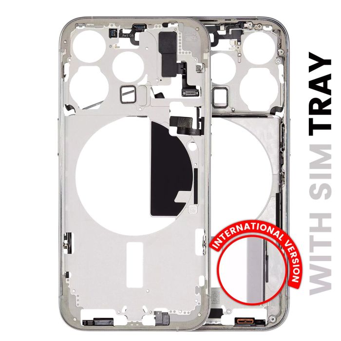 Mittelrahmen mit Power- und Lautstärketasten für iPhone 15 Pro (Titan Weiß)