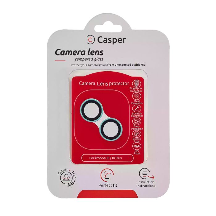 Casper Kameraschutz für iPhone 16/ 16 Plus (Petrol) (Transparent)