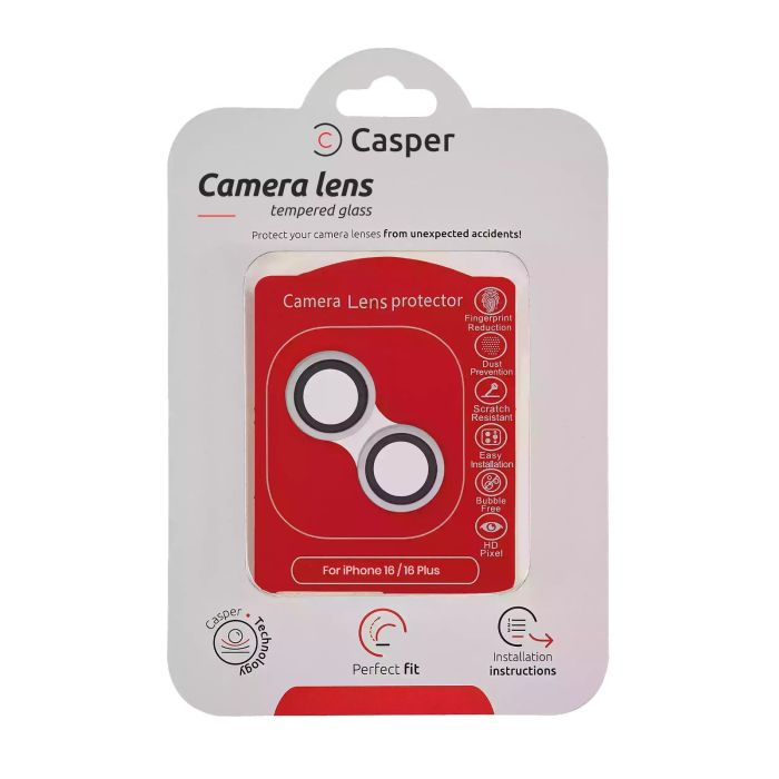 Casper Kameraschutz für iPhone 16/ 16 Plus (Weiß) (Transparent)