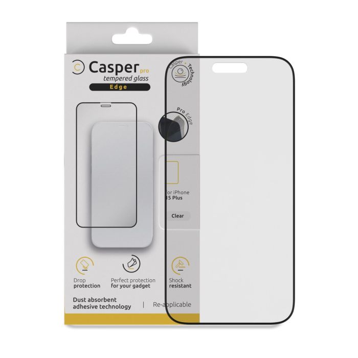 Casper Pro Rand Displayschutzglas für iPhone 15 Plus (Transparent)