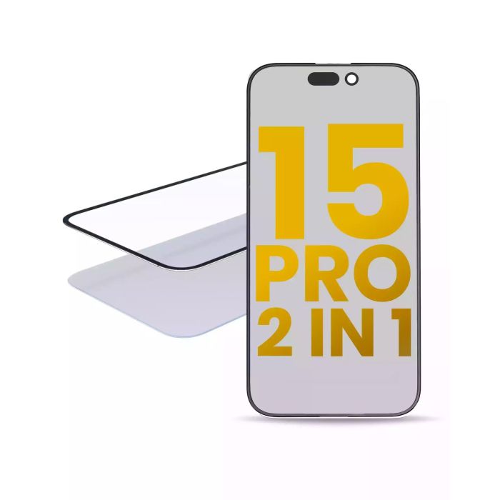 2 in 1 (Front Glas + OCA vormontiert) für iPhone 15 Pro (2er Pack) (OCA Master)