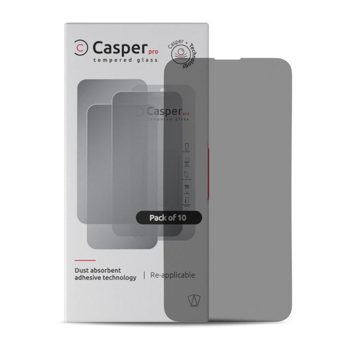 Casper Pro Displayschutzglas für iPhone 15 (10er Pack) (Privacy)