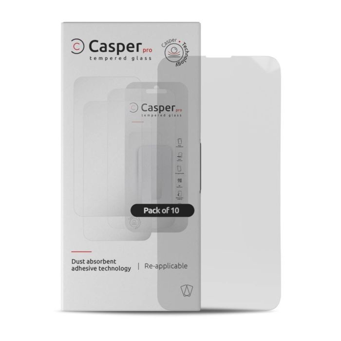 Casper Pro Displayschutzglas für iPhone 15 Pro Max (10er Pack) (Transparent)