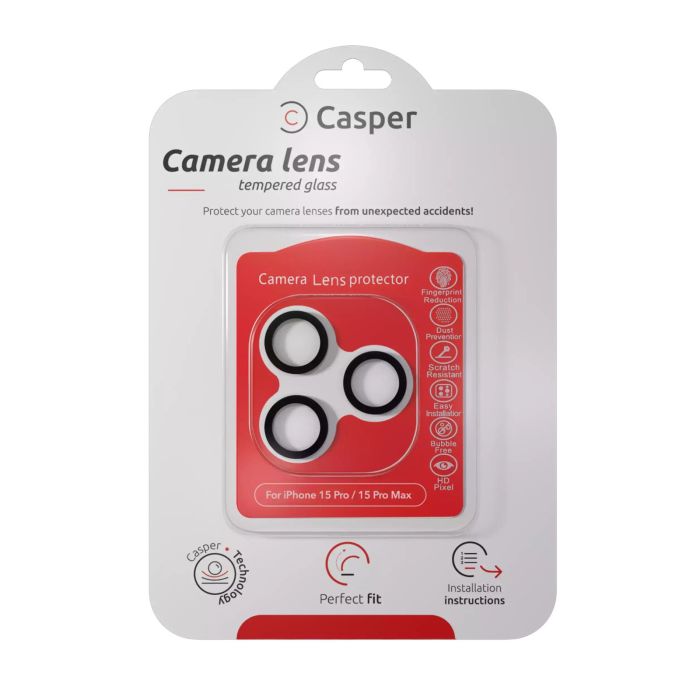 Casper Kameraschutz für iPhone 15 Pro/ 15 Pro Max (Grau) (Transparent)