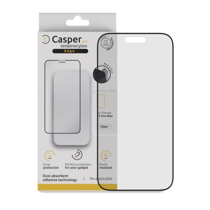 Casper Pro Rand Displayschutzglas für iPhone 15 Pro Max (Transparent)