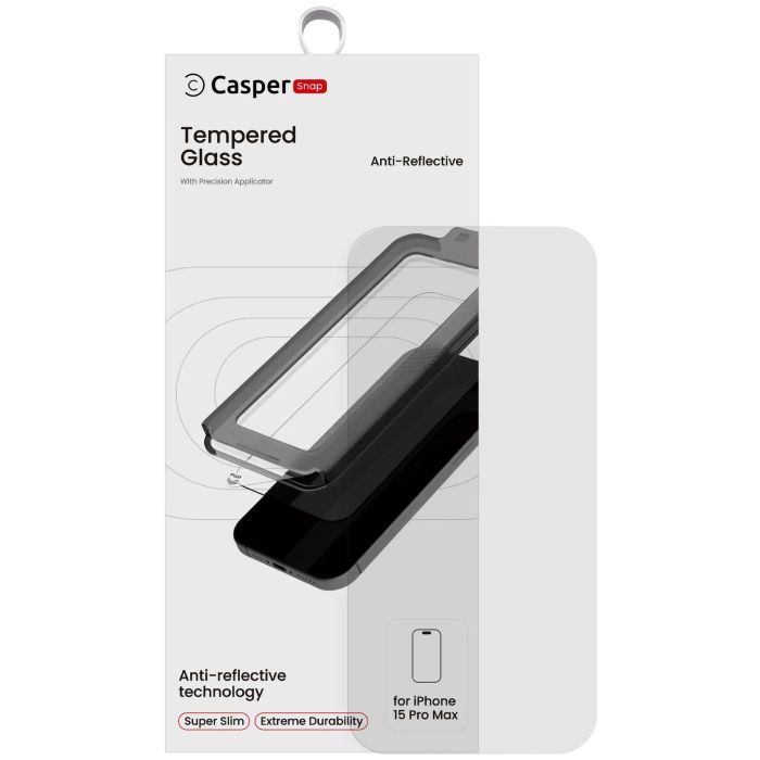 Casper Snap Displayschutzglas für iPhone 15 Pro Max (AR Clear)