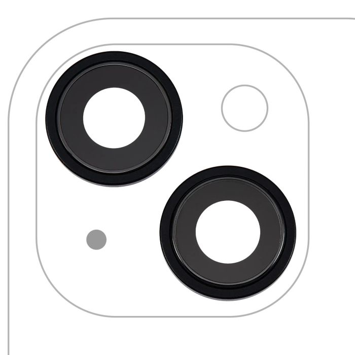 Rückkamera-Linse mit Halterung & Rahmen für iPhone 15/ 15 Plus (Schwarz)