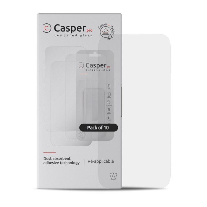 Casper Pro Displayschutzglas für iPhone 15 Pro (10er Pack) (Transparent)