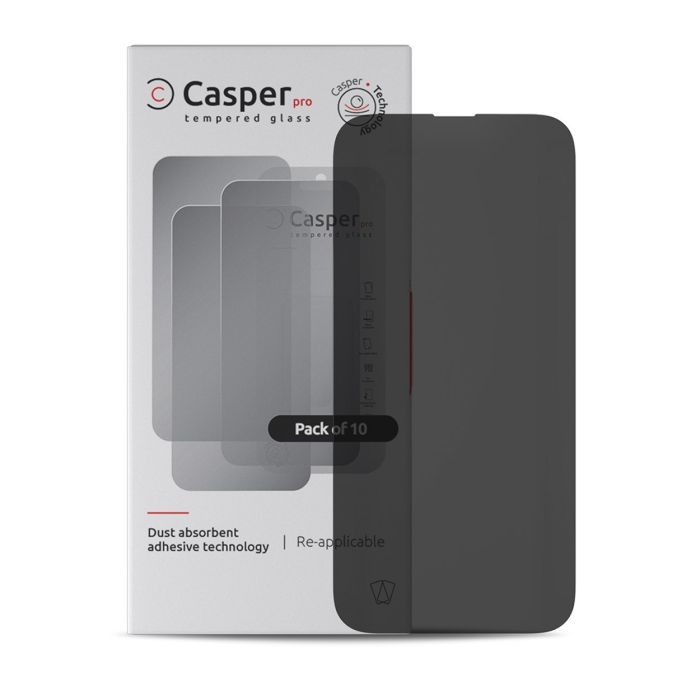 Casper Pro Displayschutzglas für iPhone 15 Pro (10er Pack) (Privacy)