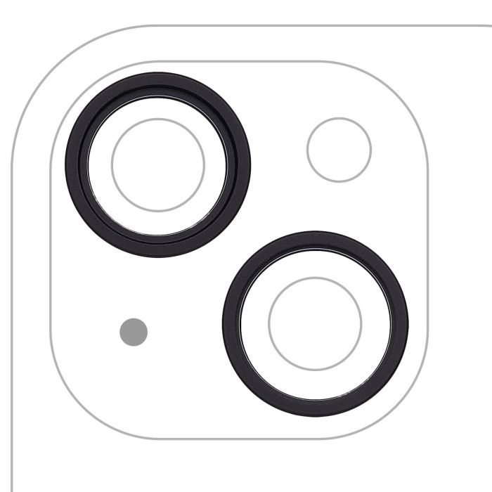 Rückkamera Ring nur für iPhone 15/ 15 Plus (2-teiliges Set) (Schwarz)