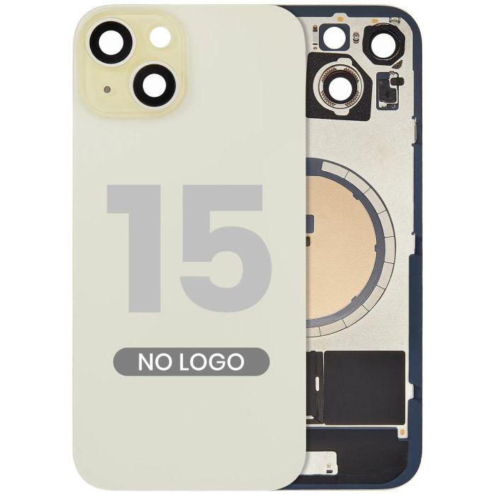 Rückglas mit MagSafe-Magnet für iPhone 15 (Aftermarket) (ohne Logo) (Gelb)
