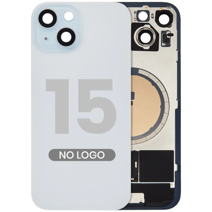 Rückglas mit MagSafe-Magnet für iPhone 15 (Aftermarket) (Blau) (ohne Logo)