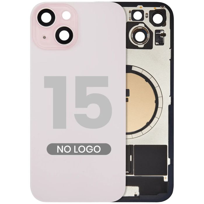 Rückglas mit MagSafe-Magnet für iPhone 15 (Aftermarket) (Pink) (ohne Logo)