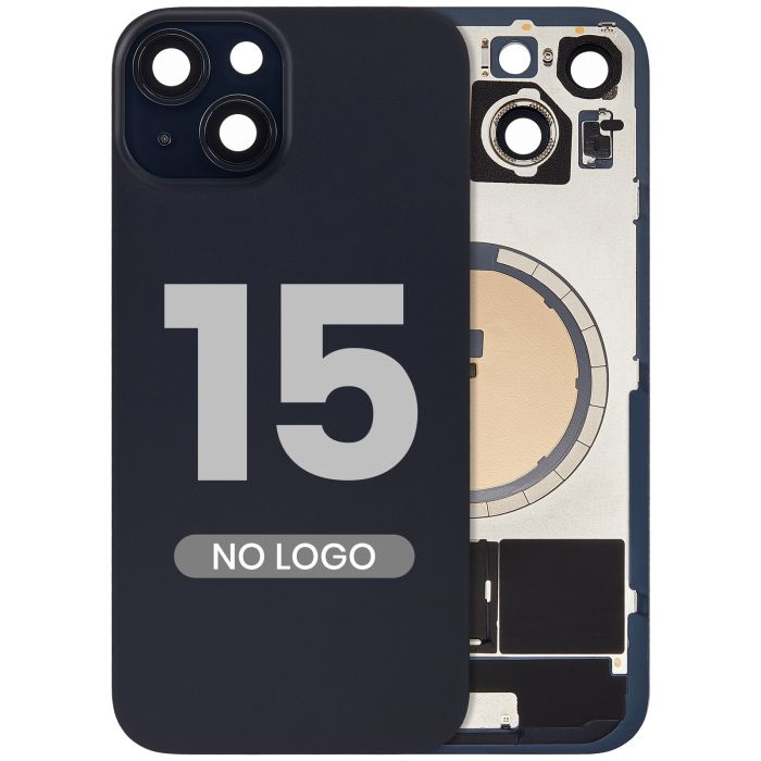 Rückglas mit MagSafe-Magnet für iPhone 15 (Aftermarket) (Schwarz) (ohne Logo)