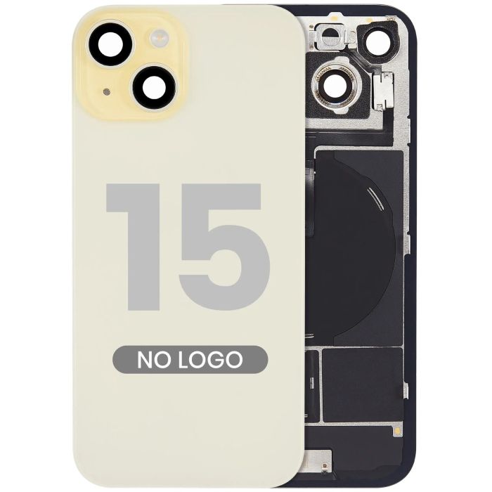 Rückglas mit MagSafe-Magnet, NFC & Blitz-Flex für iPhone 15 (Aftermarket) (Gelb)