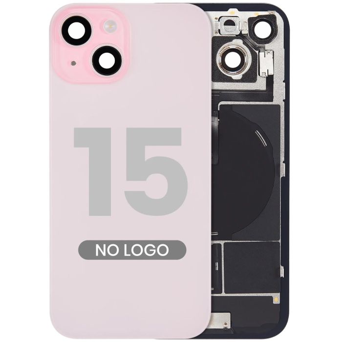 Rückglas mit MagSafe-Magnet, NFC & Blitz-Flex für iPhone 15 (Aftermarket) (Pink)
