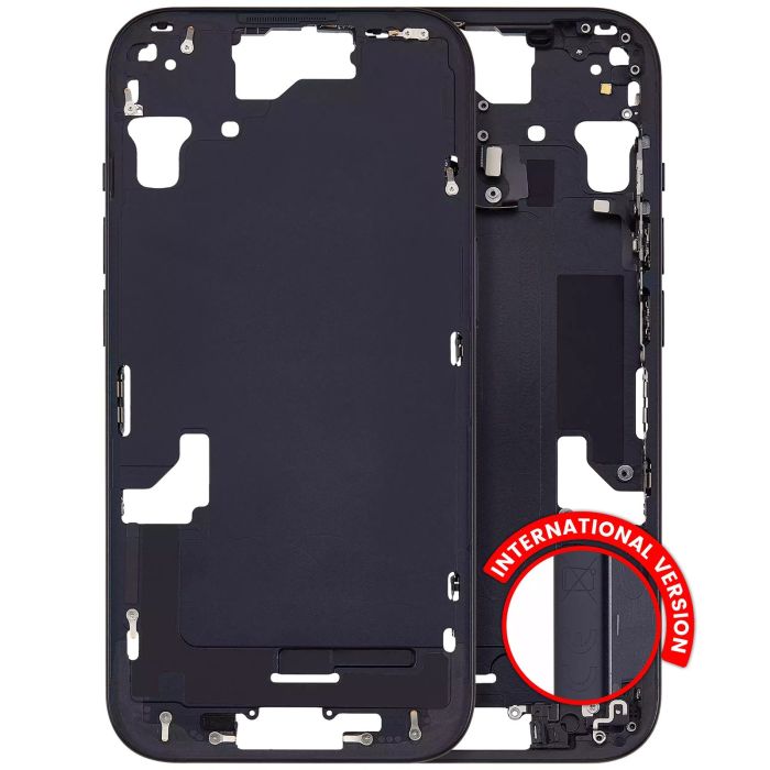Mittelrahmen mit Power- und Lautstärketasten für iPhone 15 (Schwarz)