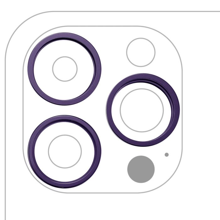 Rückkamera Ring nur für iPhone 14 Pro/ 14 Pro Max (3-teiliges Set) (Dunkellila)