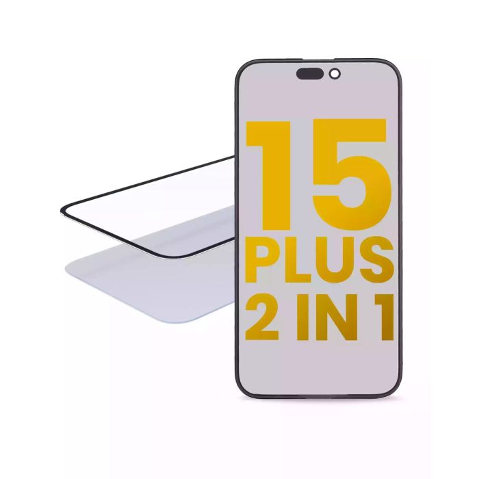 2 in 1 (Front Glas + OCA vormontiert) für iPhone 15 Plus (2er Pack) (OCA Master)