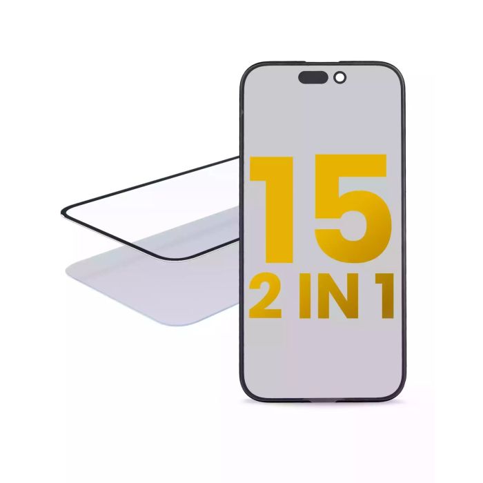 2 in 1 (Front Glas + OCA vormontiert) für iPhone 15 (2er Pack) (OCA Master)