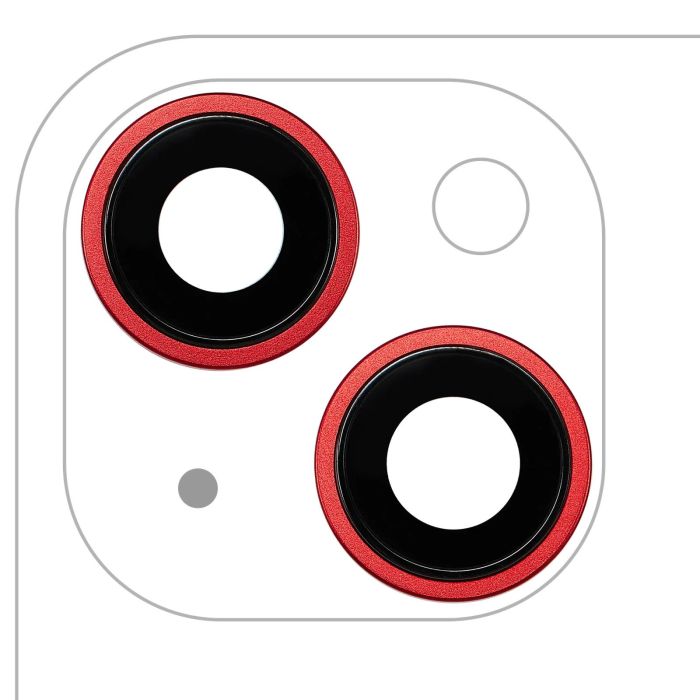 Rückkamera-Linse mit Halterung & Rahmen für iPhone 14/ 14 Plus (Premium) (Rot)