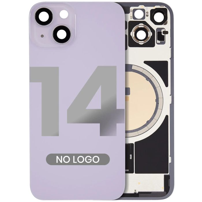 Rückglas mit MagSafe-Magnet für iPhone 14 (Aftermarket) (Lila) (ohne Logo)