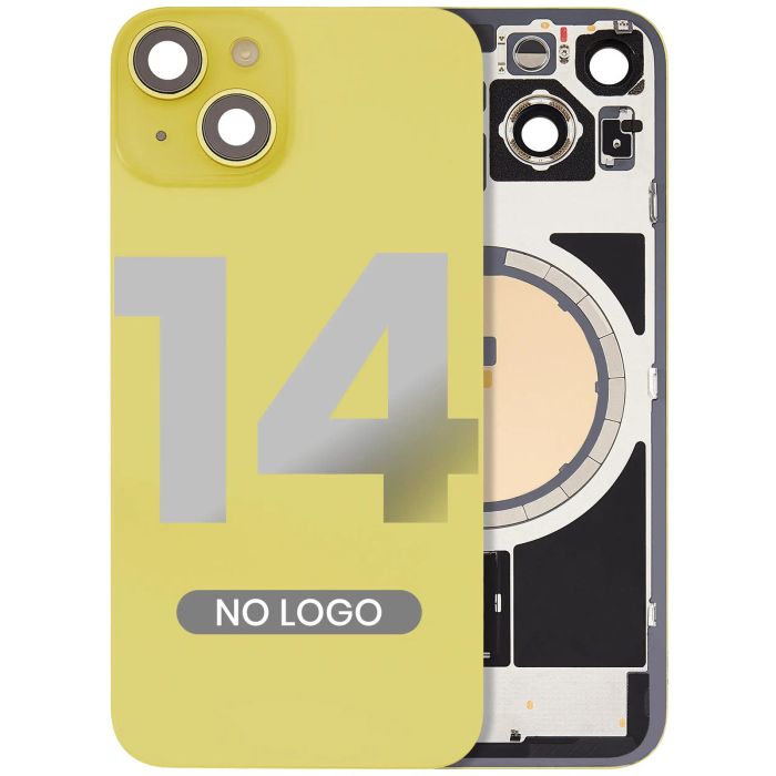 Rückglas mit MagSafe-Magnet für iPhone 14 (Aftermarket) (Gelb) (ohne Logo)