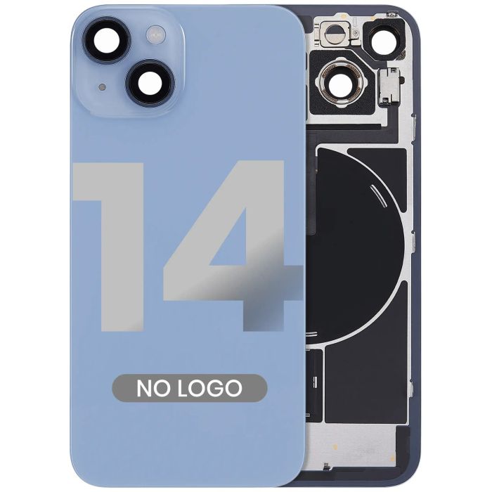 Rückglas mit Stahlplatte, NFC & MagSafe-Magnet vormontiert für iPhone 14 (Blau)