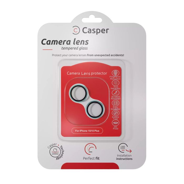 Casper Kameraschutz für iPhone 15/ 15 Plus (Blau) (Transparent)