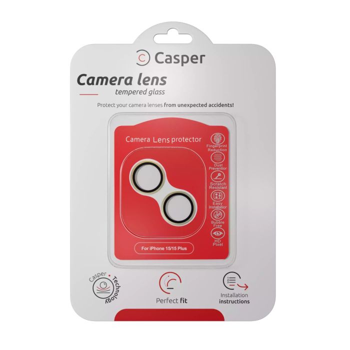 Casper Kameraschutz für iPhone 15/ 15 Plus (Gelb) (Transparent)