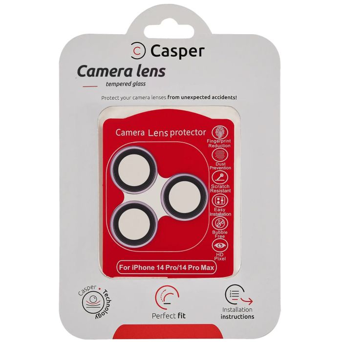 Casper Kameraschutz für iPhone 14 Pro/ 14 Pro Max (Lila) (Transparent)