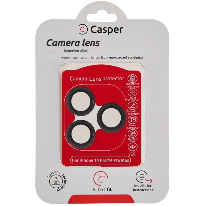 Casper Kameraschutz für iPhone 14 Pro/ 14 Pro Max (Schwarz) (Transparent)