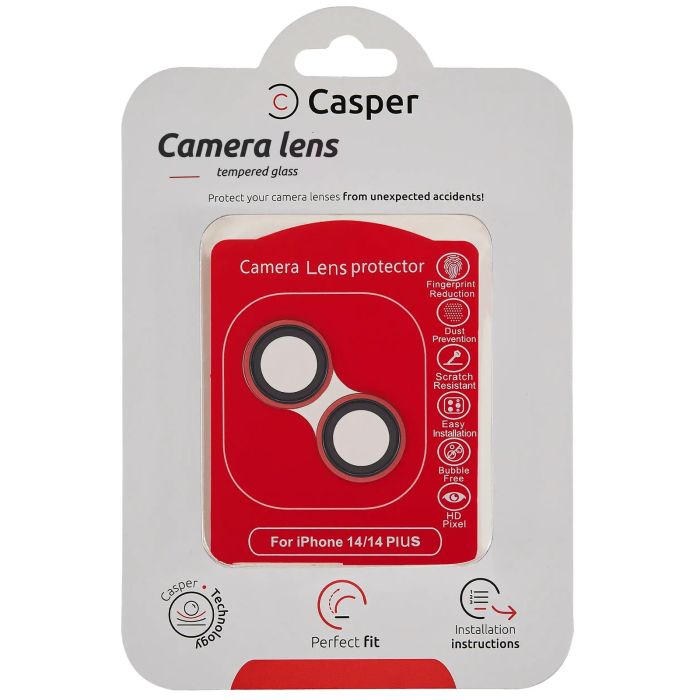 Casper Kameraschutz für iPhone 14/ 14 Plus (Rot) (Transparent)