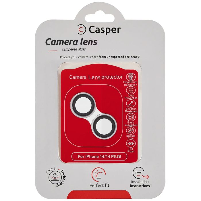 Casper Kameraschutz für iPhone 14/ 14 Plus (Silber) (Transparent)