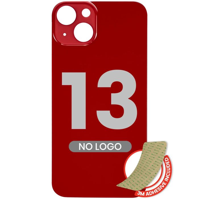 Rückglas mit 3M Klebeband für iPhone 13 (ohne Logo/ großes Kameraloch) (Rot)