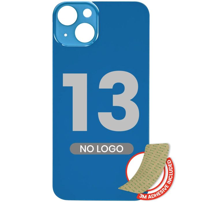 Rückglas mit 3M Klebeband für iPhone 13 (ohne Logo/ großes Kameraloch) (Blau)