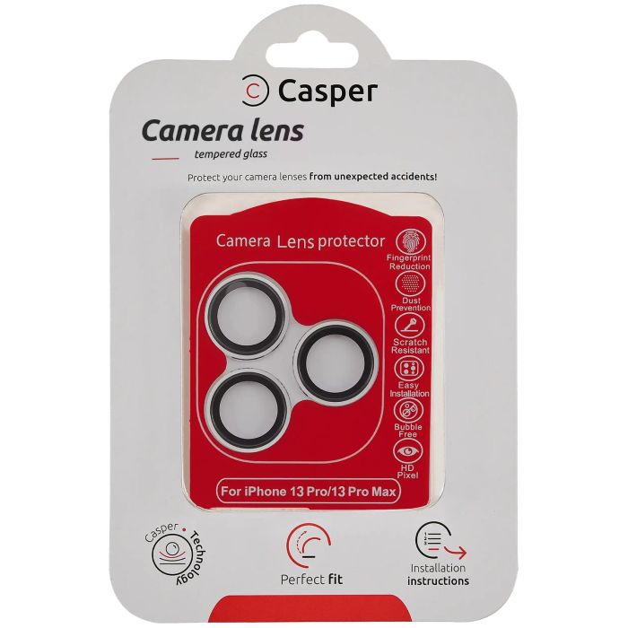 Casper Kameraschutz für iPhone 13 Pro/ 13 Pro Max (Silber) (Transparent)