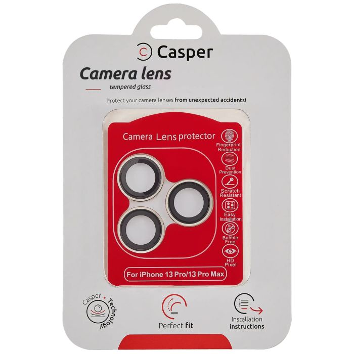 Casper Kameraschutz für iPhone 13 Pro/ 13 Pro Max (Gold) (Transparent)