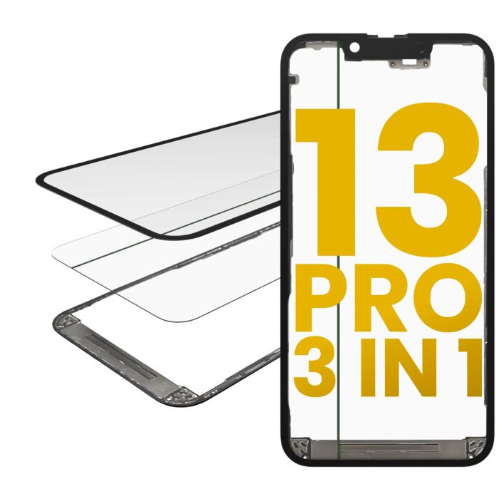 3 in 1 (Glas mit OCA vormontiert + Rahmen) für iPhone 13 Pro (OCA Master)