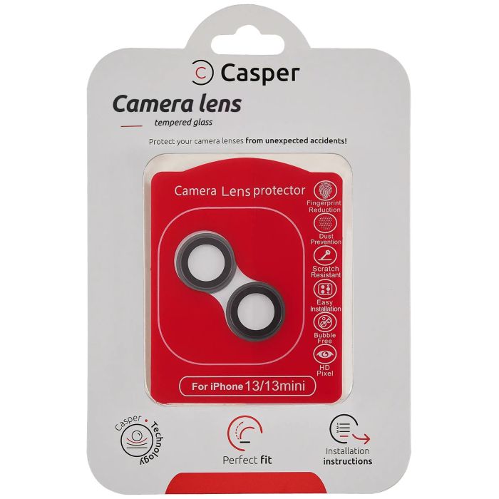 Casper Kameraschutz für iPhone 13/ 13 Mini (Schwarz) (Transparent)