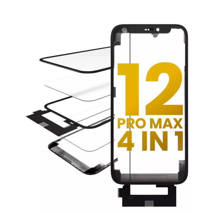 4 in 1 mit Rahmen Included (Front Glas + OCA + kurz Touch + OCA vormontiert)