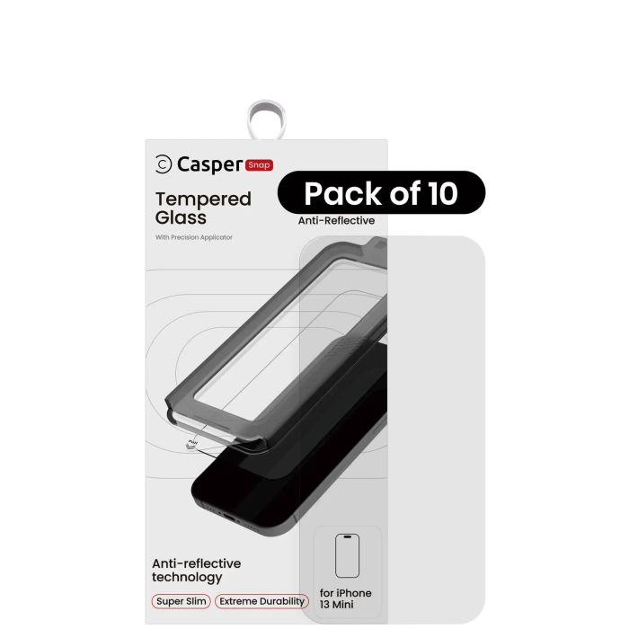 Casper Snap Displayschutzglas für iPhone 13 Mini (10er Pack) (AR Clear)