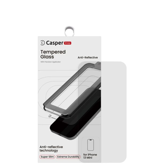 Casper Snap Displayschutzglas für iPhone 13 Mini (Retail-Verpackung) (AR Clear)