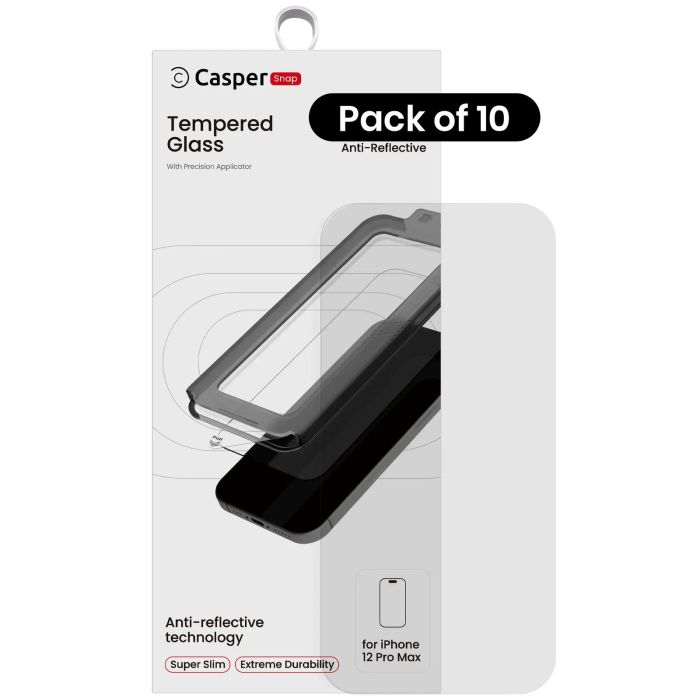 Casper Snap Displayschutzglas für iPhone 12 Pro Max (10er Pack) (AR Clear)