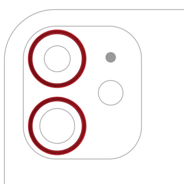 Rückkamera Ring nur für iPhone 11/ 12/ 12 Mini (Rot) (2-teiliges Set)
