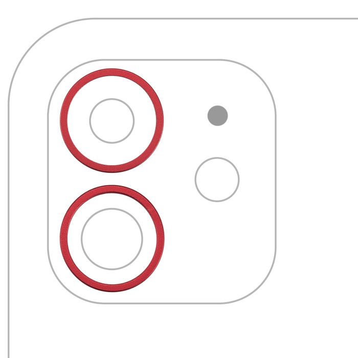 Rückkamera Ring nur für iPhone 11/ 12/ 12 Mini (2-teiliges Set) (Rot)