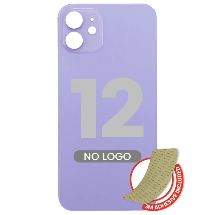 Rückglas mit 3M Klebeband für iPhone 12 (ohne Logo/ großes Kameraloch) (Lila)