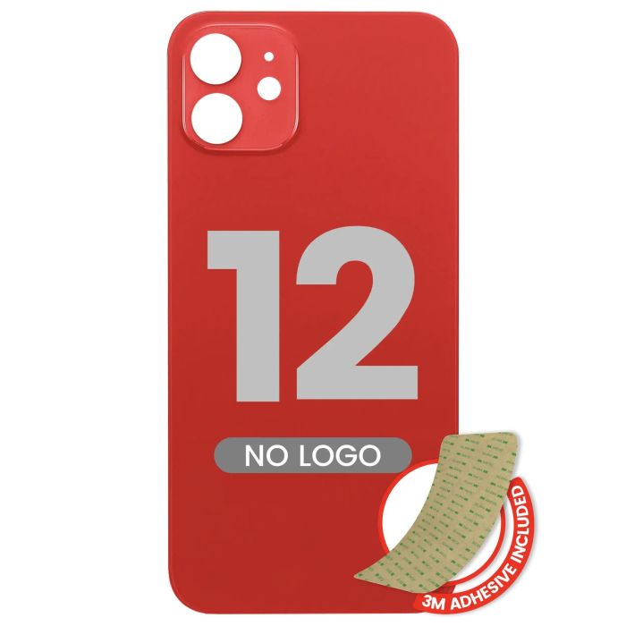 Rückglas mit 3M Klebeband für iPhone 12 (ohne Logo/ großes Kameraloch) (Rot)