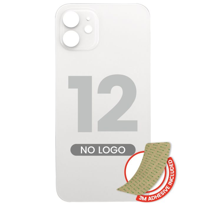Rückglas mit 3M Klebeband für iPhone 12 (ohne Logo/ großes Kameraloch) (Weiß)